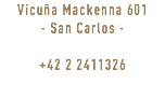 Vicuña Mackenna 601 - San Carlos - +42 2 2411326
